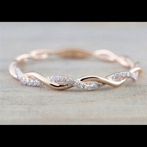 Rose Gold PLATED Delicate Twisted Eternity Band Ring